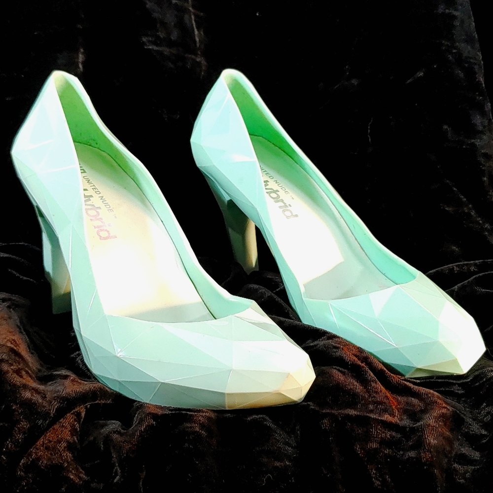 Mint Geometric Rubber Heels